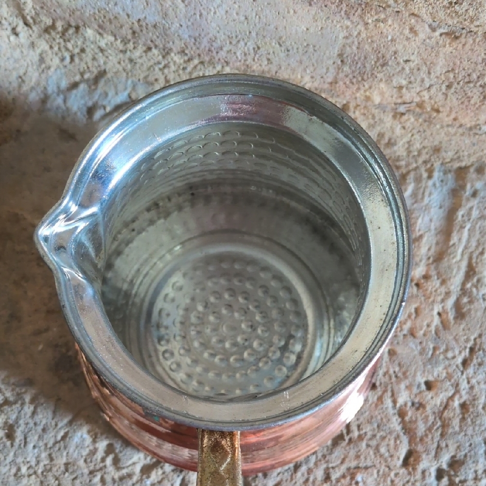 NWOT Vintage Hammered Copper Turkish Coffee Pot With Brass Handle - Picture 7 of 13